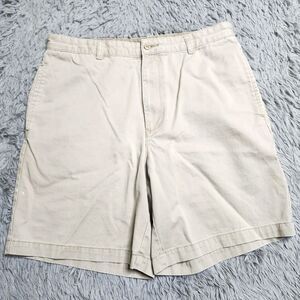 Tommy Hilfiger Shorts Mens 35 Khaki Classic Chino Casual Flat Front Embroidered